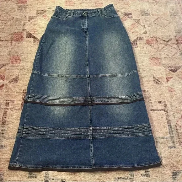 Vintage Y2K denim maxi skirt size 8 - Picture 3 of 14